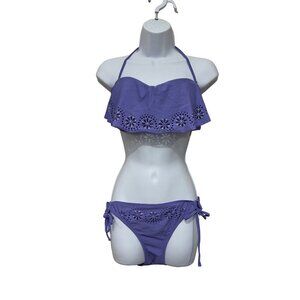 Ninety Six Degrees Purple‎ Bikini Size L bottom Size XL top Removable Halter Tie